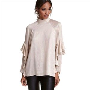 H&M Conscious High Neck Ruffle Sleeve Blouse